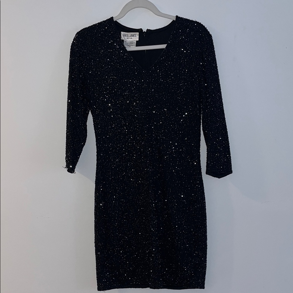 Vintage Black Sparkle Long Sleeve Dress
